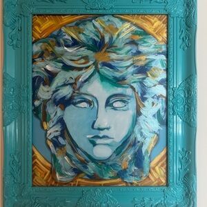 Bright Teal Baroque Ornate Frame (16x20) hanging set included - Mirror insert re